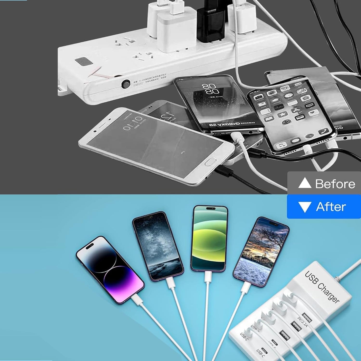 10-Port USB C Fast Charger - Ultimate Portable Charging Station for iPhone, iPad, Samsung, Google, Xiaomi, Huawei & More!