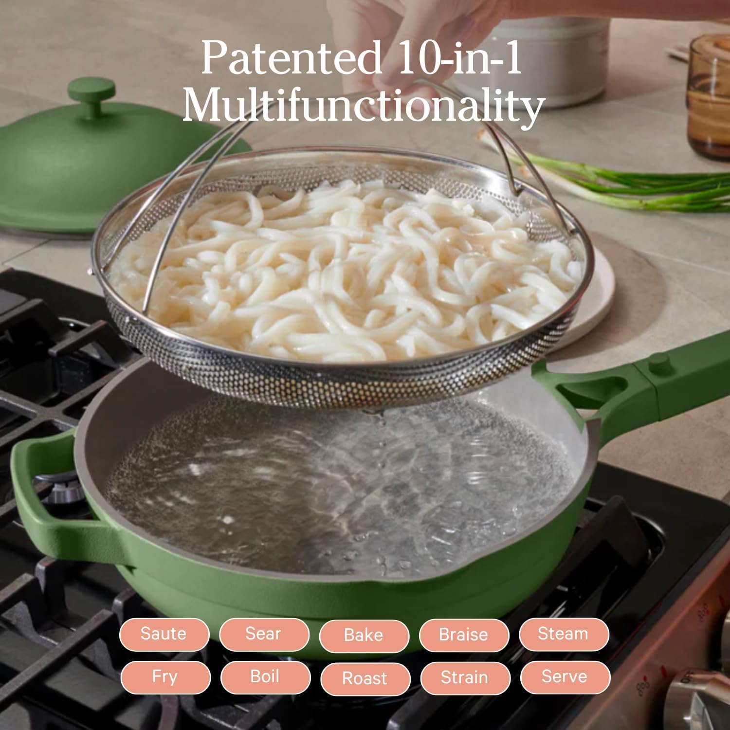 Elevate Your Culinary Skills with the Always Pan 2.0 - Versatile 10.5" Nonstick Ceramic Cookware in Stylish Sage!